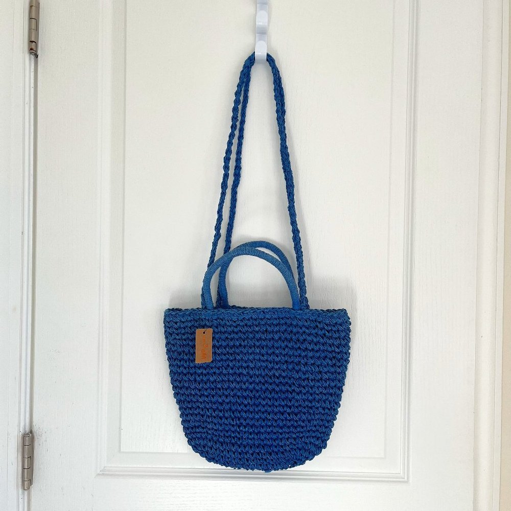 New Women's Hello 3AM Straw Crossbody Bag Blue